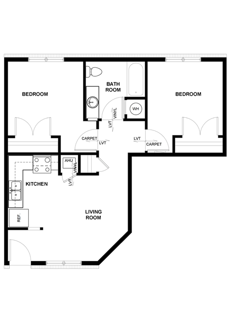 bedroom floor plan a 2 bed 1 bath